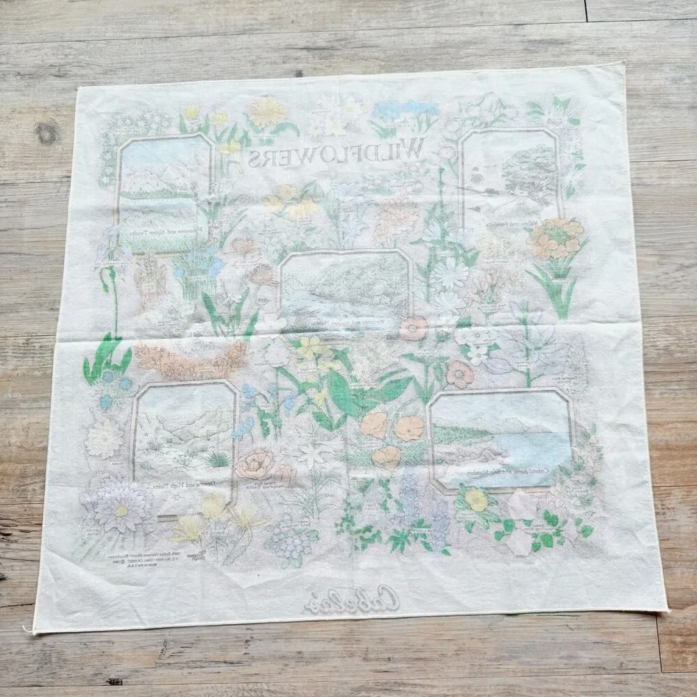 Vintage 1994 Wildflowers Bandana USA Floral Botanical Nature Cottagecore Western